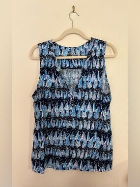 Lilly Pulitzer XL Dev low tide sleeveless top sailboats
